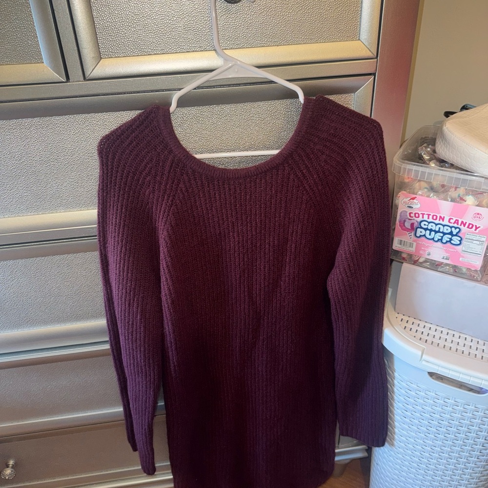Aerie Rich Burgundy Scoop Neck Sweater Dress